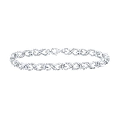 GND Atlanta Bracelets STERLING SILVER ROUND DIAMOND INFINITY BRACELET 1/10 CTTW