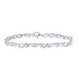 STERLING SILVER ROUND DIAMOND MOM HEART LINK INFINITY BRACELET .03 CTTW