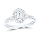 14K GOLD OVAL DIAMOND HALO BRIDAL ENGAGEMENT RING 1/2 CTW (CERTIFIED)