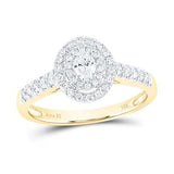 GND Atlanta Wedding or Engagement Ring Yellow 14K GOLD OVAL DIAMOND HALO BRIDAL ENGAGEMENT RING 1/2 CTW (CERTIFIED)