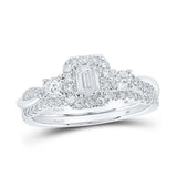 GND Atlanta Wedding set White Emerald Cut Diamond Wedding Set Desinger Certified 14K Gold Rose, Yellow or White