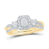 Emerald Cut Diamond Wedding Set Desinger Certified 14K Gold Rose, Yellow or White