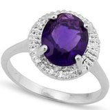 Gorgeous 2.3ctw Amethyst & Diamond Platinum Plated 925 Silver Ring - The Pink Pigs, A Compassionate Boutique
