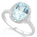 Gorgeous 3.5ct Swiss Blue Topaz & REAL Diamond Ring in 925 Silver - The Pink Pigs, A Compassionate Boutique