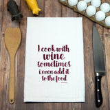 Green Bee KC Tea Towels - I Cook With Wine Sometimes I Even Add It to The Food Towel - The Pink Pigs, A Compassionate Boutique