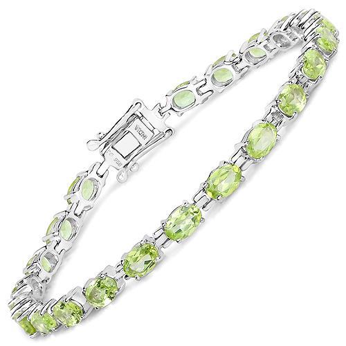 Green Peridot Bracelet in Affordable Sterling Silver, 7.25" 9.03ctw - The Pink Pigs, A Compassionate Boutique