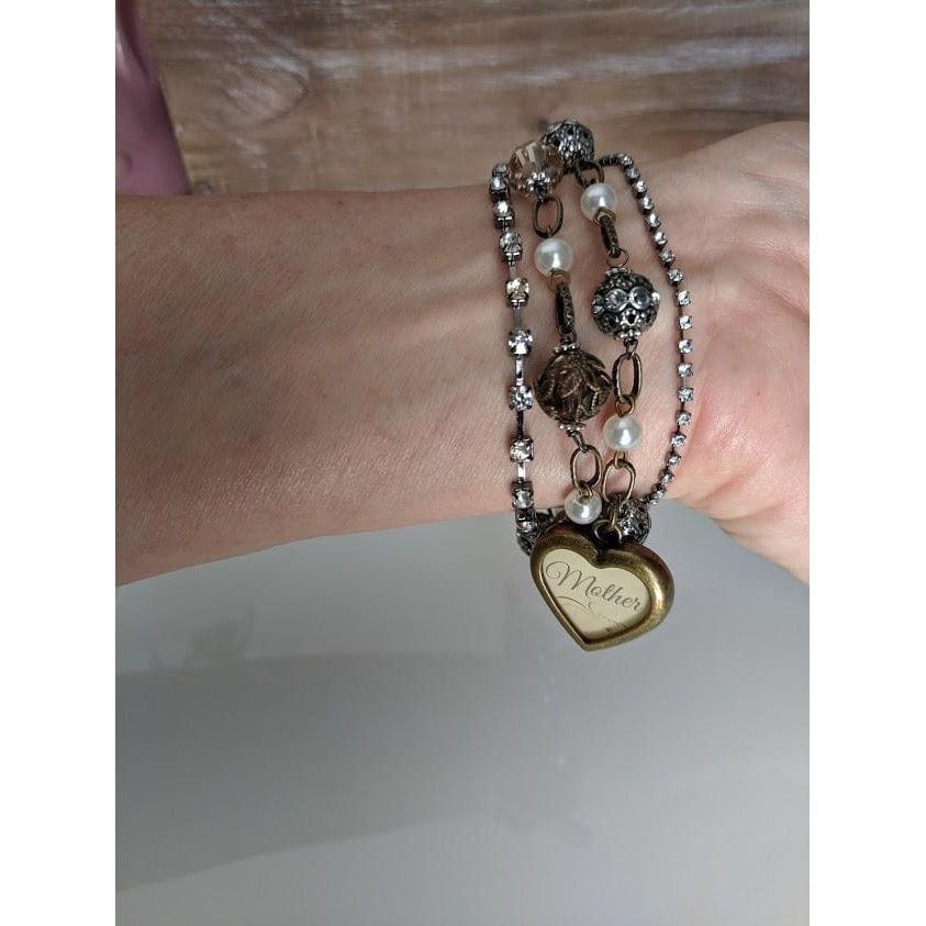 Hand Crafted, Layered Vintage look Bracelet for Moms-Beautiful Gift by Guilded Life - The Pink Pigs, A Compassionate Boutique