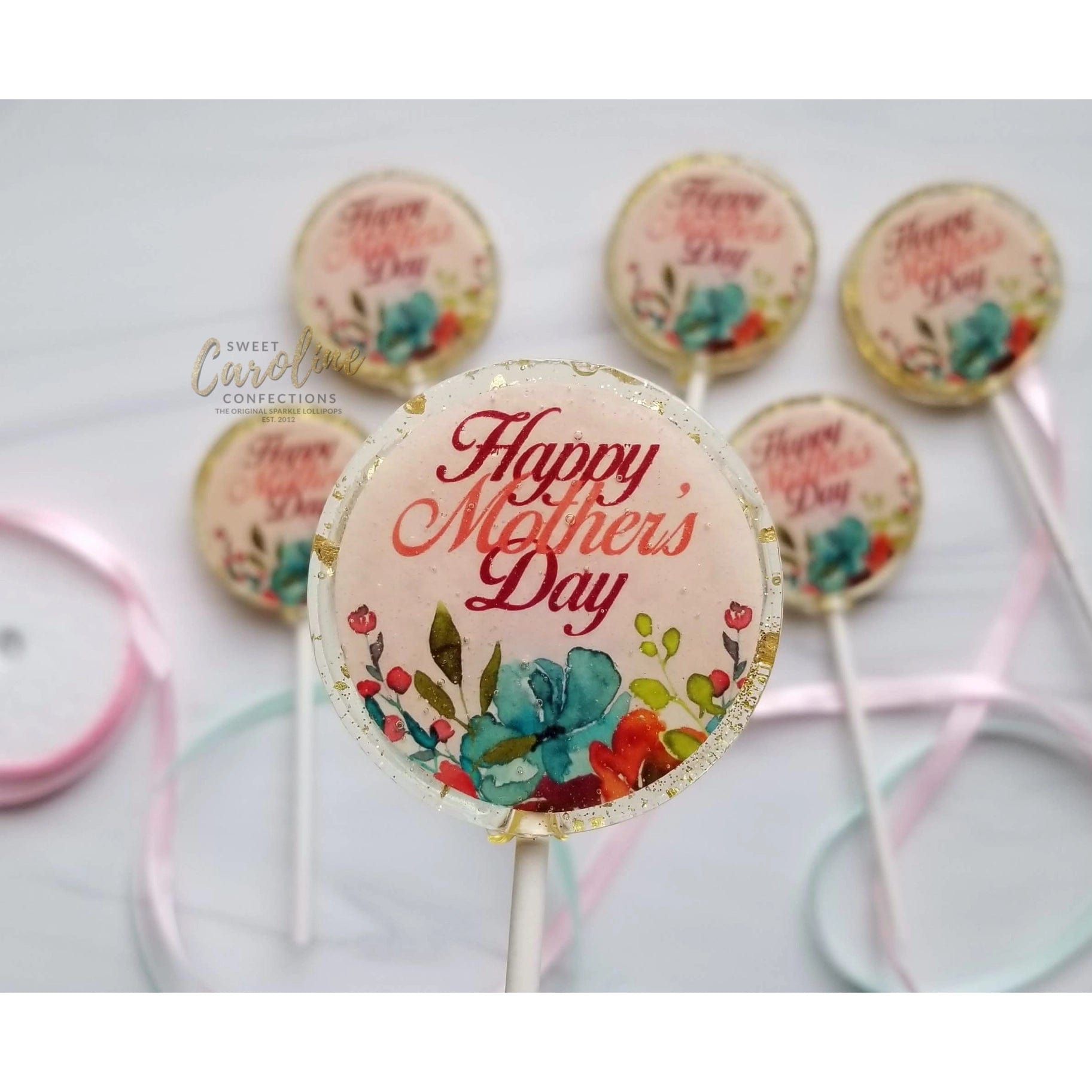 Mother's Day Lollipops, Peach Flavor Handmade Vegan Beautiful Lollipops