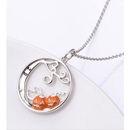 Haunted Tree and Pumpkins Pendant Necklace in 925 Silver, Spooky Good Fun! - The Pink Pigs, A Compassionate Boutique