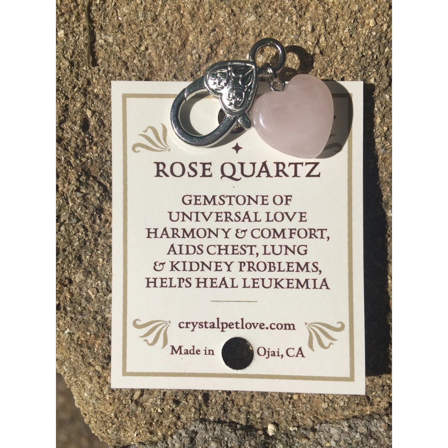 Crystal Rose Quartz Healing Pet Pendant Harmony
