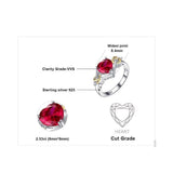 Heart Created Ruby & CZ Accent "Love Knot" Jewelry SET in 925 Silver: Necklace, Earrings, Ring - The Pink Pigs, A Compassionate Boutique