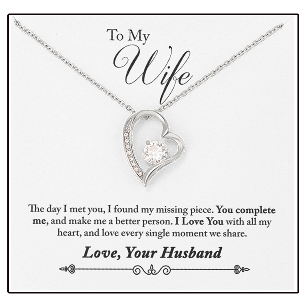 Forever Heart Pendant Necklace With Gift Card for Wife