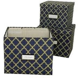 Heavy Duty Office Storage Boxes with Lids-Set of 3 Upcycled Cloth Scrap Boxes