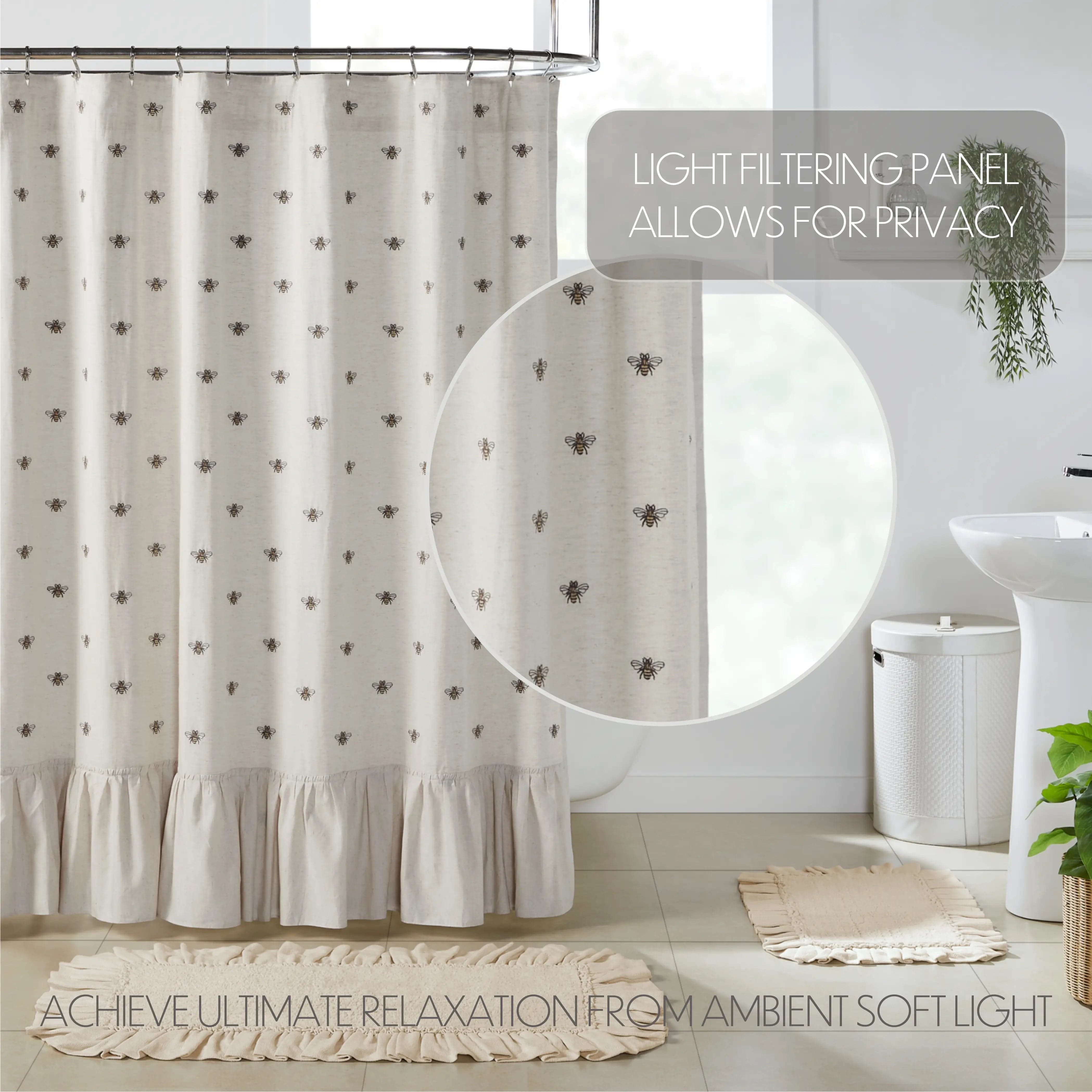 Honey Bee Shower Curtain Embroidered