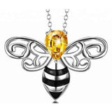 Honey Bee Pendant with Sparkling Yellow CZ Head in 925 Silver