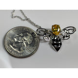 Honey Bee Pendant with Sparkling Yellow CZ Head in 925 Silver - The Pink Pigs, A Compassionate Boutique