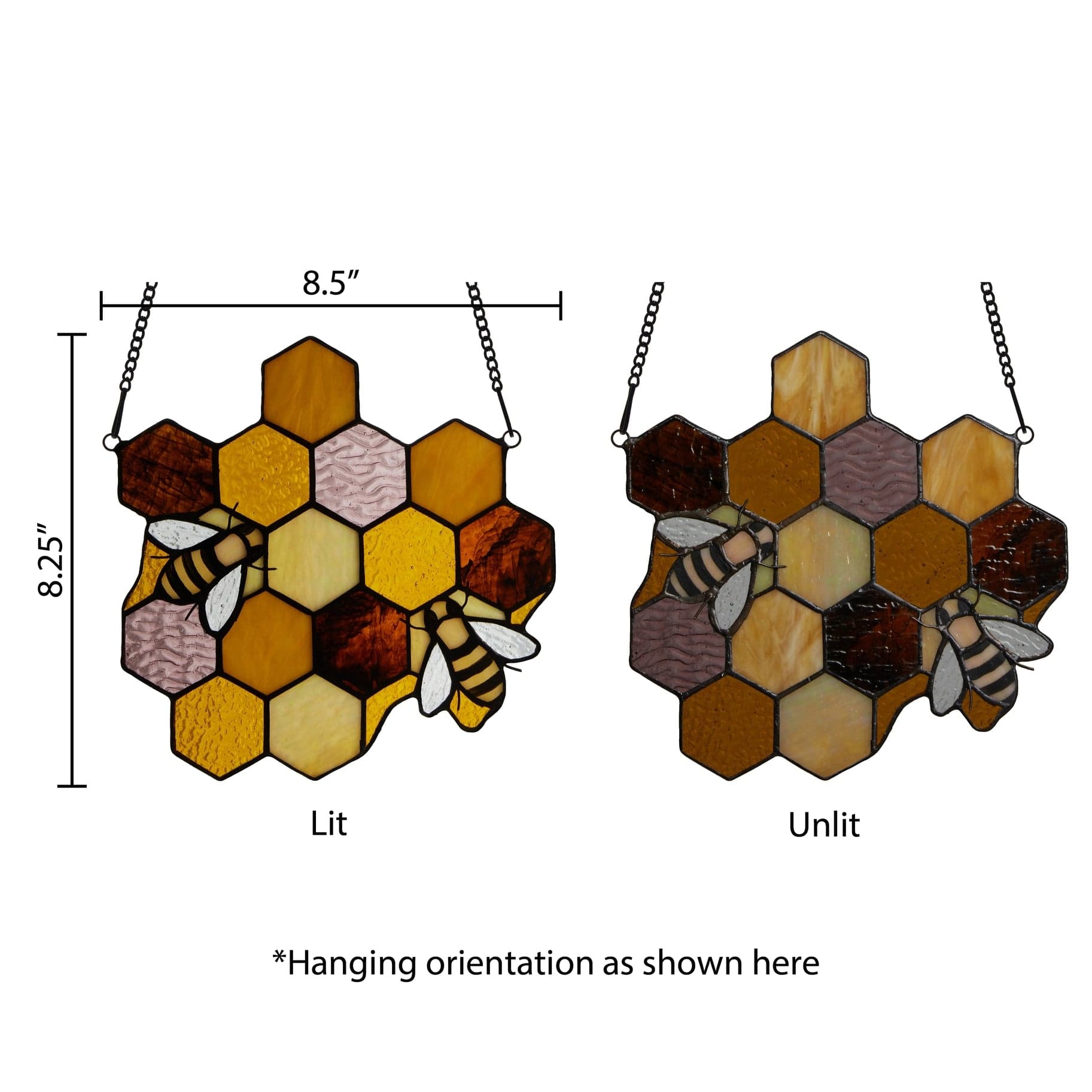 Honeycomb Bees Stained Glass Window Panel