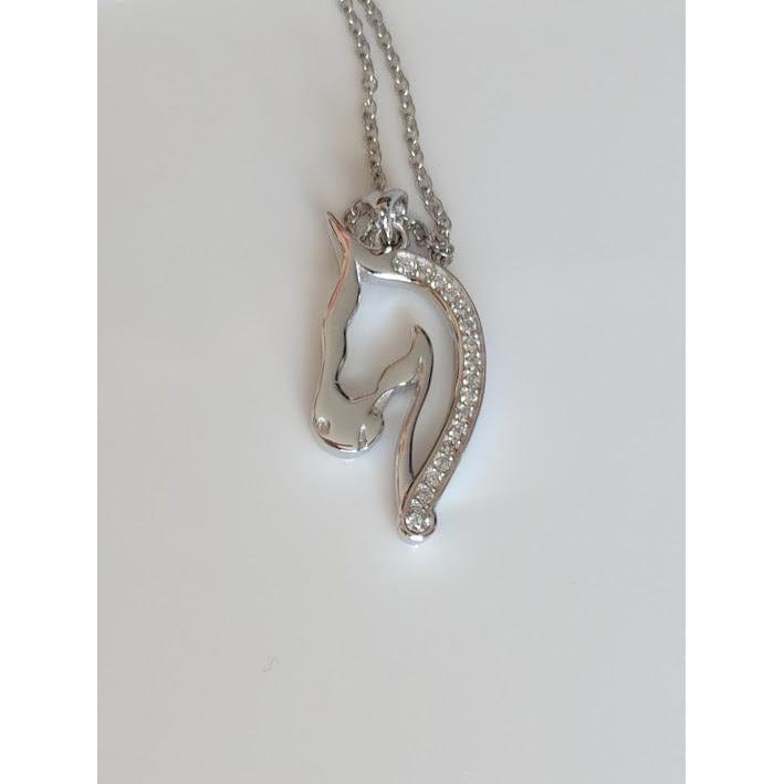 Horse Pendant with CZ in 925 Silver, Elegant and Beautiful! - The Pink Pigs, A Compassionate Boutique