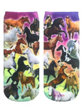 Horse Print Colorful Ankle Socks