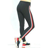 Hue Apparel Hue Racer Stripe Denim Leggings-White,Black or Navy with Stripe!