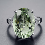 HUGE 13ct Green Amethyst and CZ Ring in Sterling Silver, Stunning!