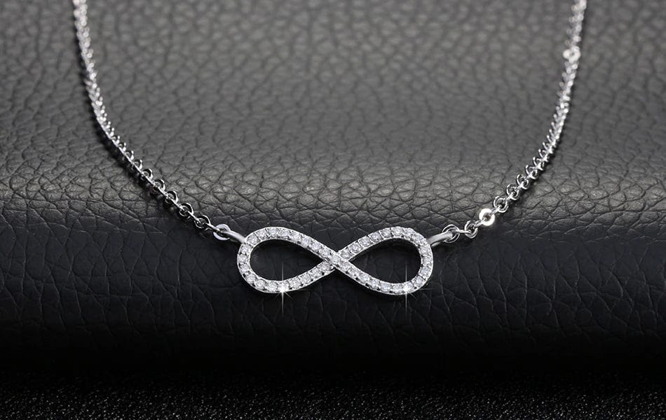 Elegant Infinity Necklace and Ring in Fine 925 Sterling Silver with CZ