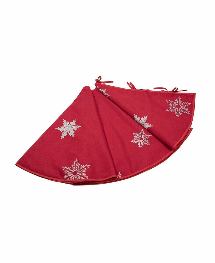 INTREPID INTL TRADING CO LLC CHRISTMAS Xia Home Fashions Glisten Snowflake Embroidered Christmas Tree Skirt, 56" Round