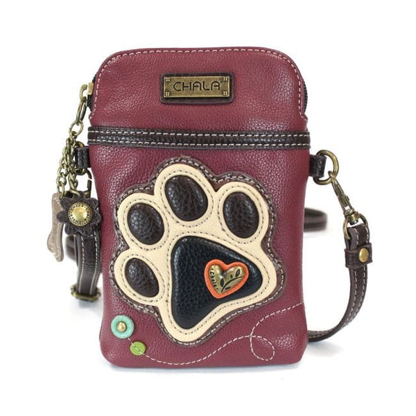 Chala Handbags Paw Print Mini Crossbody Handbag Dog Lovers Convertible  Straps Dog Mom