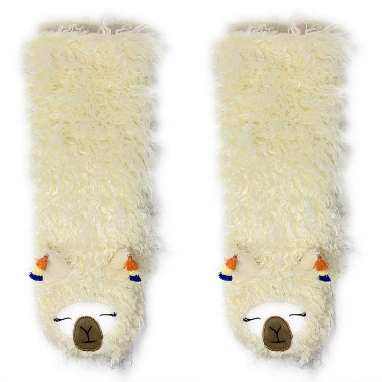 Ivy Stone-Ooh Geez! Apparel Ivory Plush Shaggy Llama Knee High Slipper Socks Beautiful, Cute, Luxurious! *