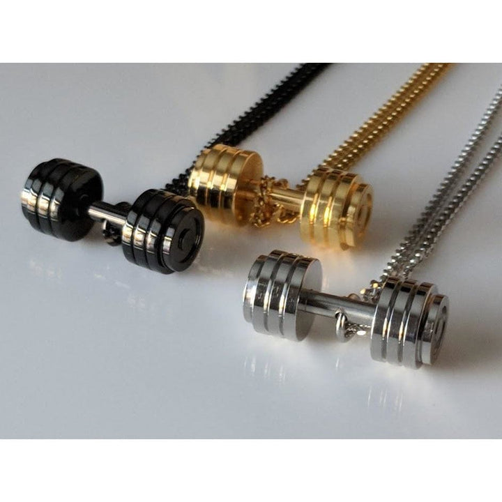Joe Fashion Necklace Gold Stainless Steel Barbell Necklace for the Weightlifters