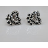 Joe Fine Fashion Jewelry-Earrings Black Heart Paw Pet Paw Earrings with Sparkling Cubic Zirconia in Solid Sterling Silver, Beautiful!