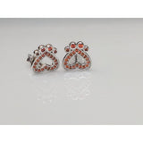 Joe Fine Fashion Jewelry-Earrings Orange Heart Paw Pet Paw Earrings with Sparkling Cubic Zirconia in Solid Sterling Silver, Beautiful!