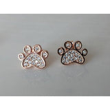 Joe Fine Fashion Jewelry-Earrings Rose Gold Paw Pet Paw Earrings with Sparkling Cubic Zirconia in Solid Sterling Silver, Beautiful!