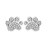 Joe Fine Fashion Jewelry-Earrings Silver Paw Pet Paw Earrings with Sparkling Cubic Zirconia in Solid Sterling Silver, Beautiful!