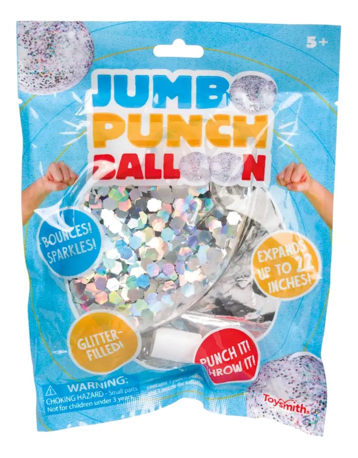 Glittery Jumbo 22" Punch Balloon, (Red, Blue, Silver)