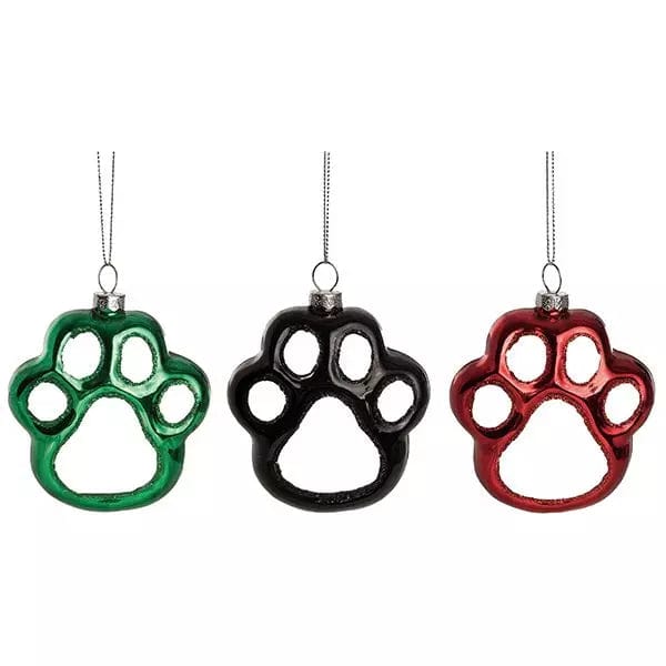 Kelli's Ornament Glass Paw Print Holiday Ornament