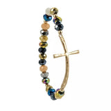 Kellis Bracelets Gold Inspirational Cross Stretch Bracelet Silver or Gold Glass Beads Affordable