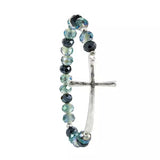 Kellis Bracelets Silver Inspirational Cross Stretch Bracelet Silver or Gold Glass Beads Affordable