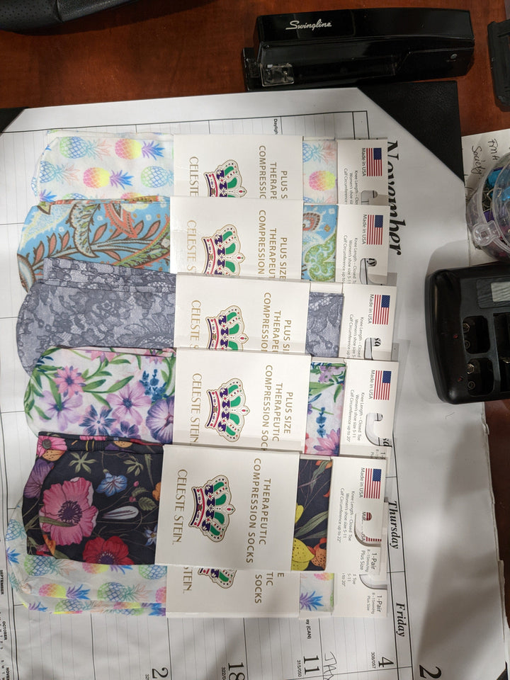 Kellis Gifts Apparel Plus Size Pretty Compression Socks, Look Cute while helping rescued animals!