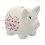 Kellis Gifts Baby Ceramic Piggy Bank for Boys and Girls 5" Pink or Blue and White *