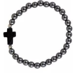 Kellis Gifts Bracelets Black Hematite Bead Cross Bracelet Assorted Colors Stretch