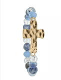 Kellis Gifts Bracelets Blue Hammered Cross Natural Stone Bracelets Stretch Variety