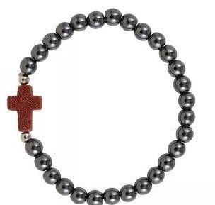 Kellis Gifts Bracelets Brown Hematite Bead Cross Bracelet Assorted Colors Stretch