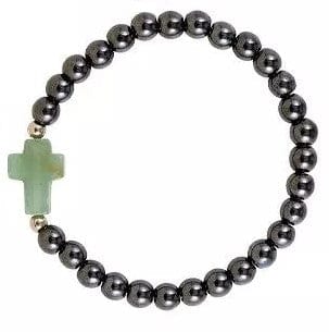 Kellis Gifts Bracelets Green Hematite Bead Cross Bracelet Assorted Colors Stretch