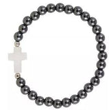 Kellis Gifts Bracelets White Hematite Bead Cross Bracelet Assorted Colors Stretch
