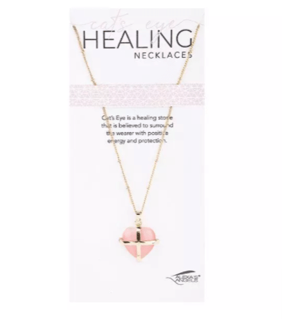 Kellis Gifts Necklaces Heart Shaped Healing Cat's Eye Pink Necklace Alexa's Angels