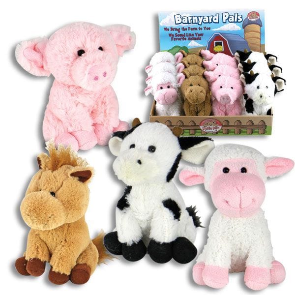 Kellis Gifts Plush Animals SET of 4 Barn Yard Pals Small Plush Farm Animals that Make Sounds!  Pig, Cow, Sheep, Horse *