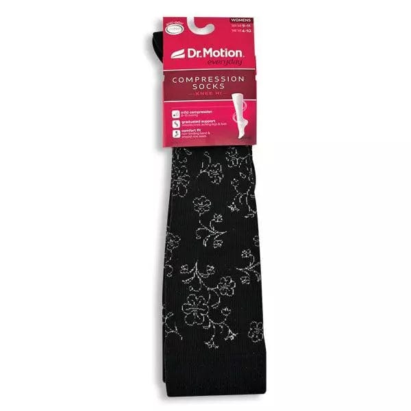 Kellis Gifts Socks Compression Black Floral Knee High Compression Socks that are CUTE!  Feel Good & Look Cute Too! *