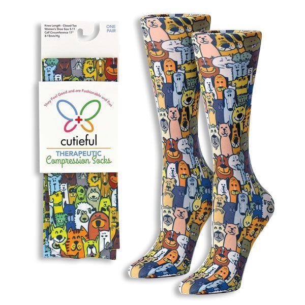 Kellis Gifts Socks Compression Doggies Knee High Compression Socks that are CUTE!  Feel Good & Look Cute Too! *