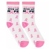 Kellis Gifts Socks Pink Ribbon Socks - Never Give Up Hope Women's Sock Size 9-11